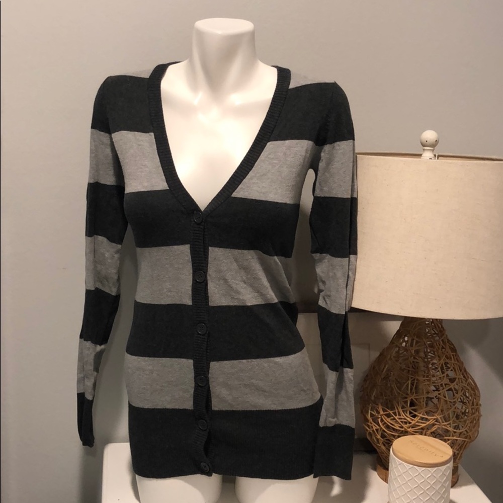 Medium Pink Rose Grey Striped Jacket